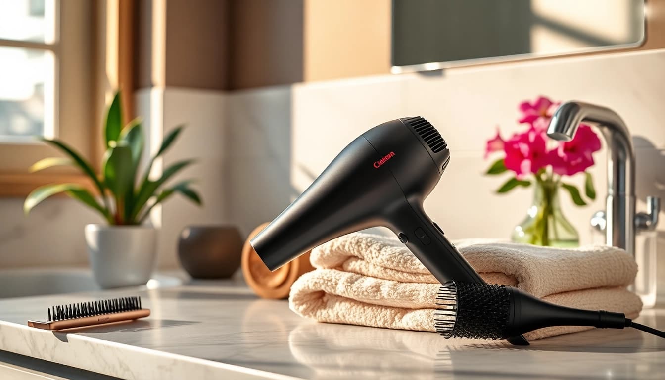 Erleben Sie den laifen föhn in einem eleganten Badezimmer mit einem luxuriösen Flair.