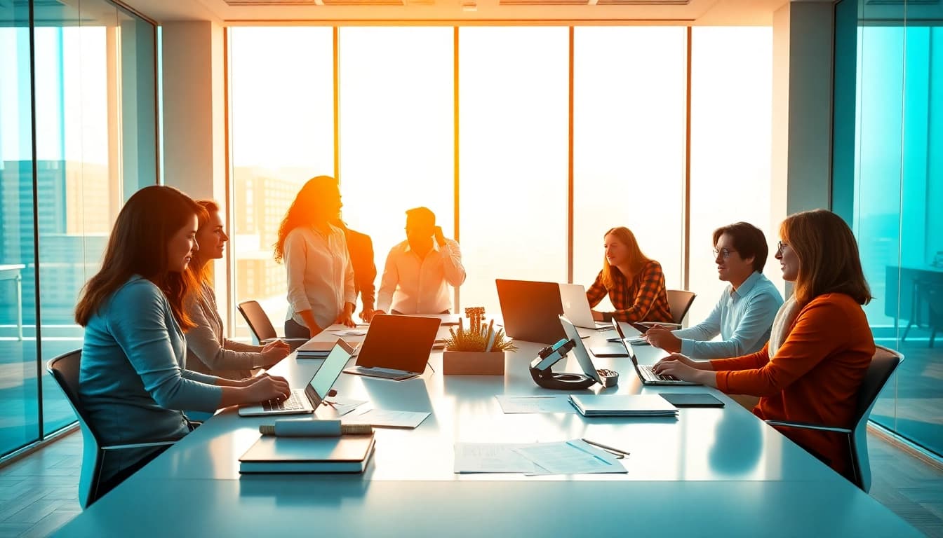 Discover a vibrant marketing team at a werbeagentur pflege brainstorming session.