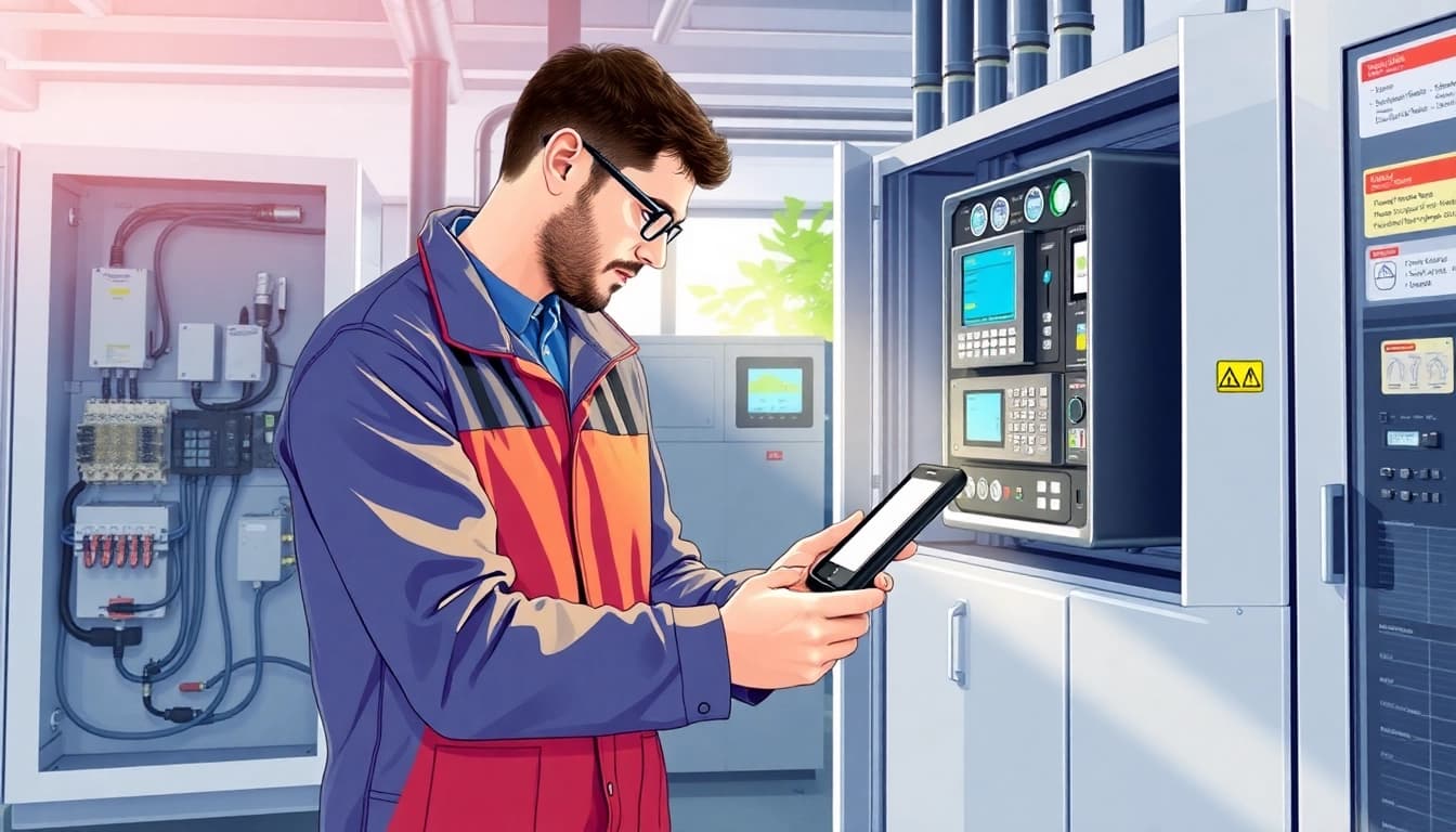 Technician conducting a DGUV V3 Prüfung, ensuring electrical safety and compliance in a professional environment.