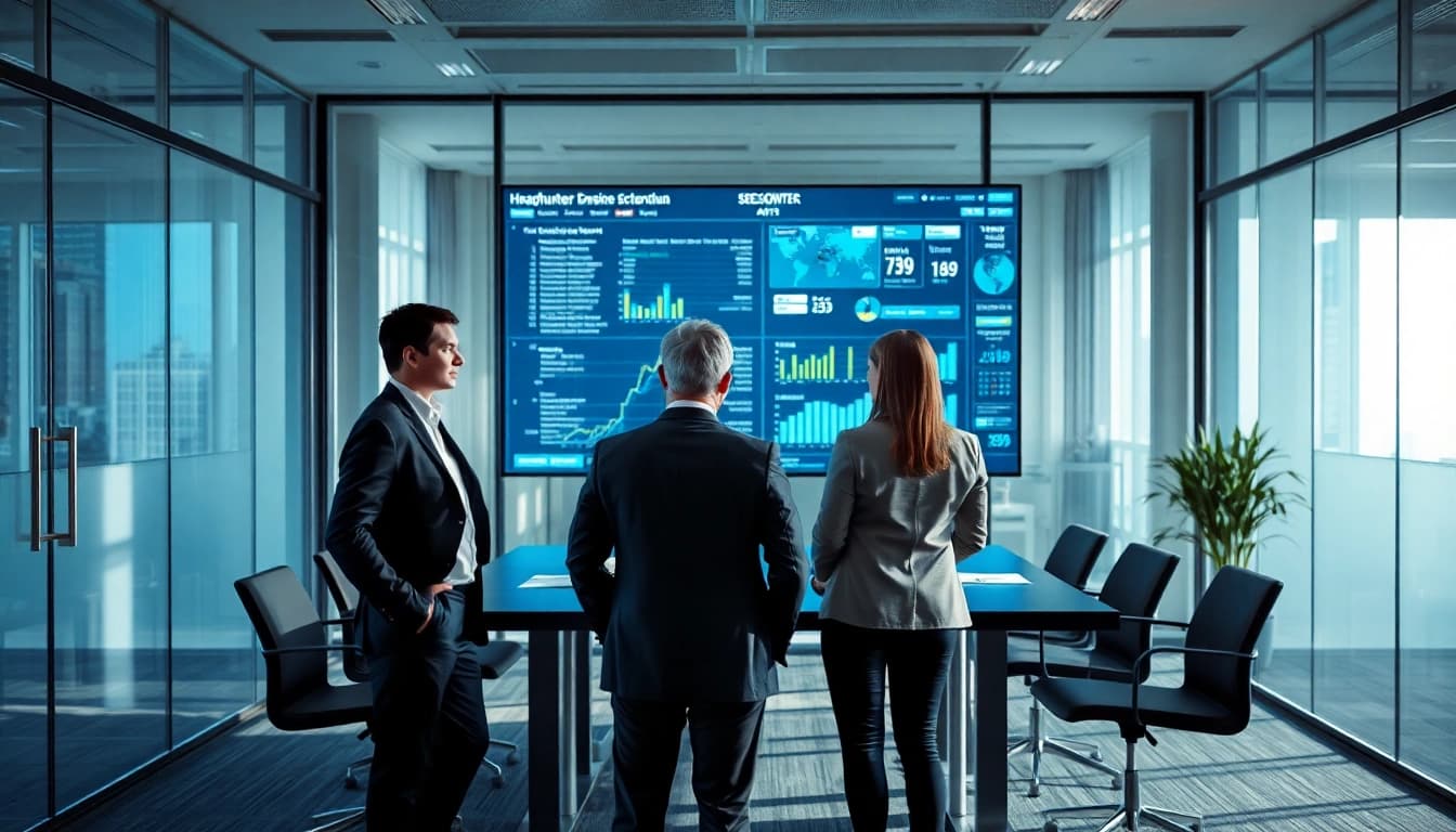 Professionelles Meeting in einer Headhunter Agentur mit engagierten Fachleuten.