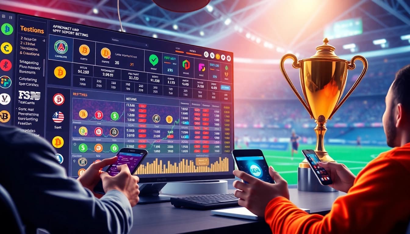 Explore the exciting world of crypto sports betting sites, showcasing vibrant betting dashboards and user engagement.