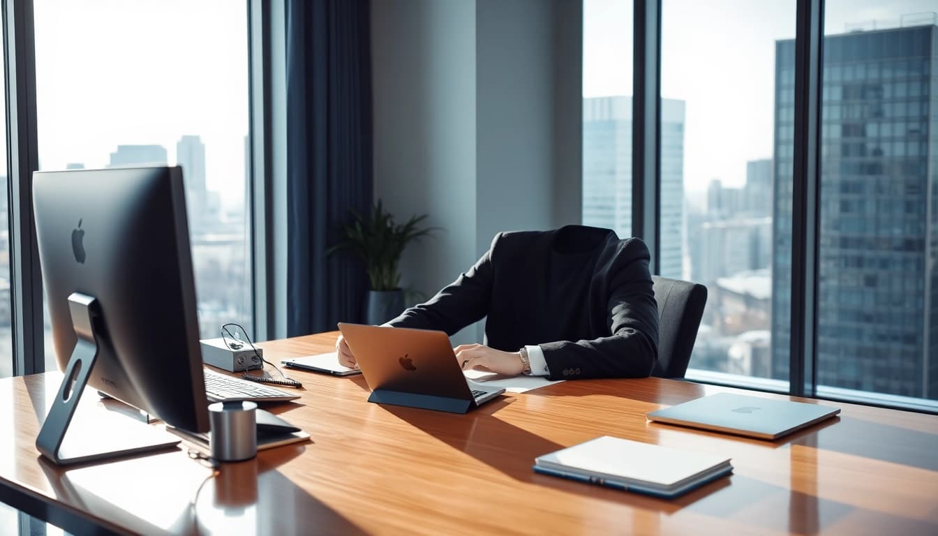 Headhunter IT spricht am Telefon in modernem Büro.