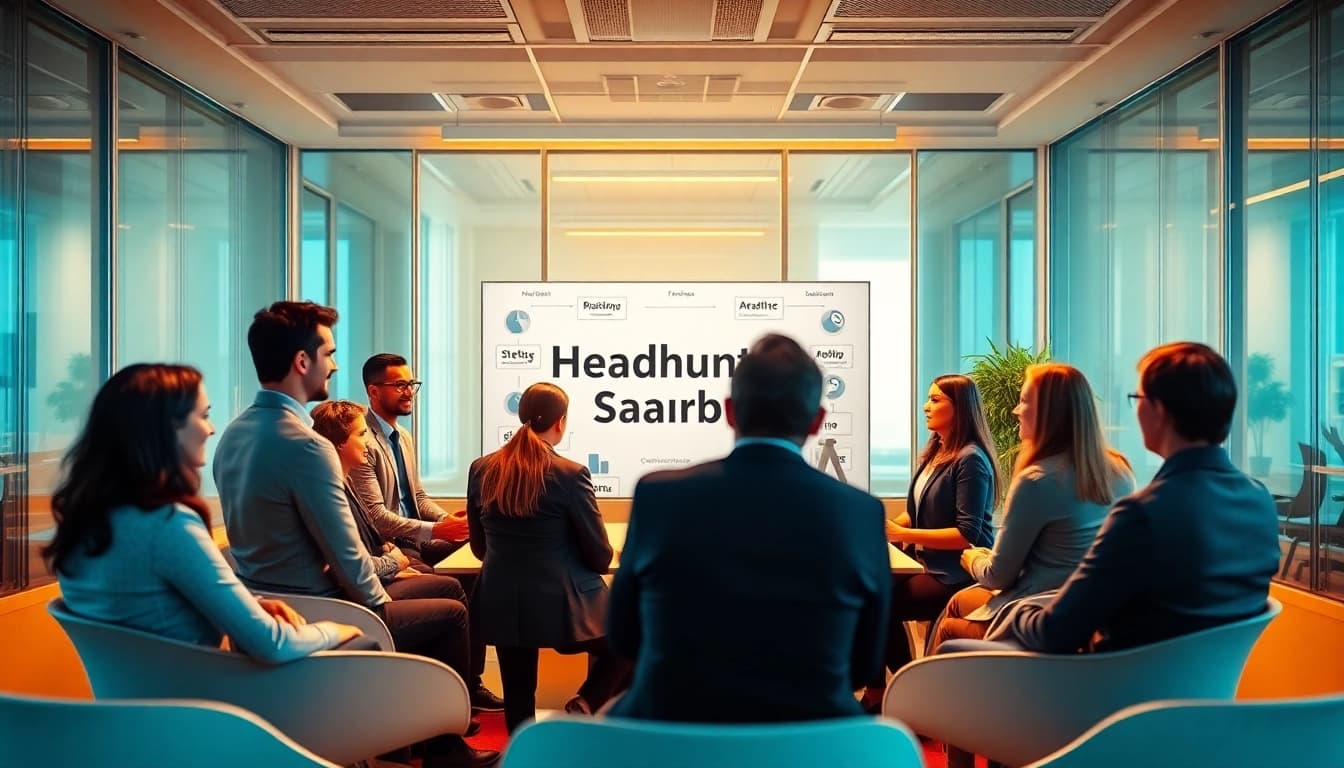 Headhunter Saarbrücken team collaborating effectively in a professional setting