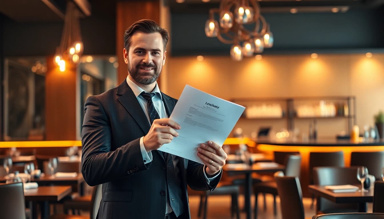 Headhunter Gastronomie präsentiert einen Lebenslauf in einem eleganten Restaurant.