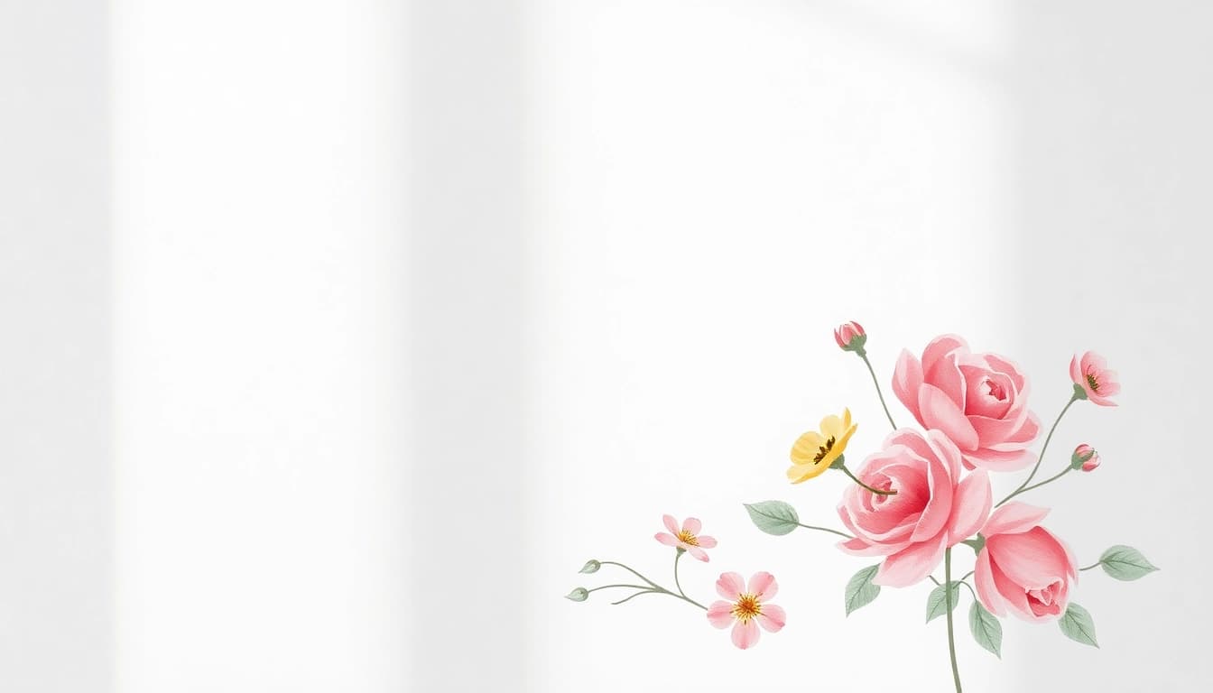 Gestalte eine elegante Grußkarte im Premium Grusskarten Design, die florale Illustrationen und eine sanfte Farbenpalette zeigt.