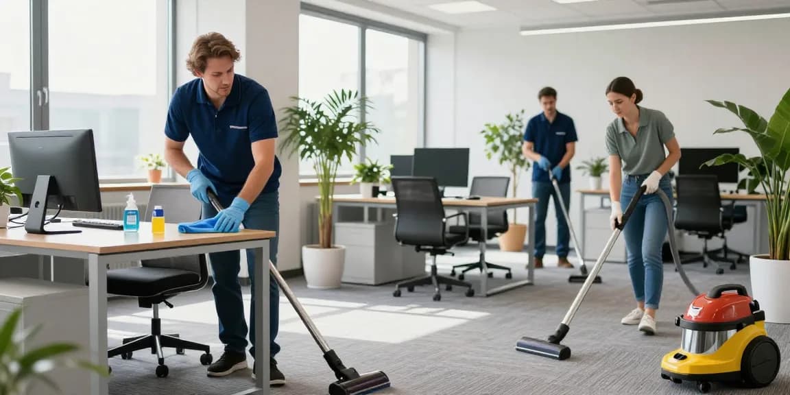 Professional cleaning team demonstrating effective unterhaltsreinigung solothurn in a bright office environment.