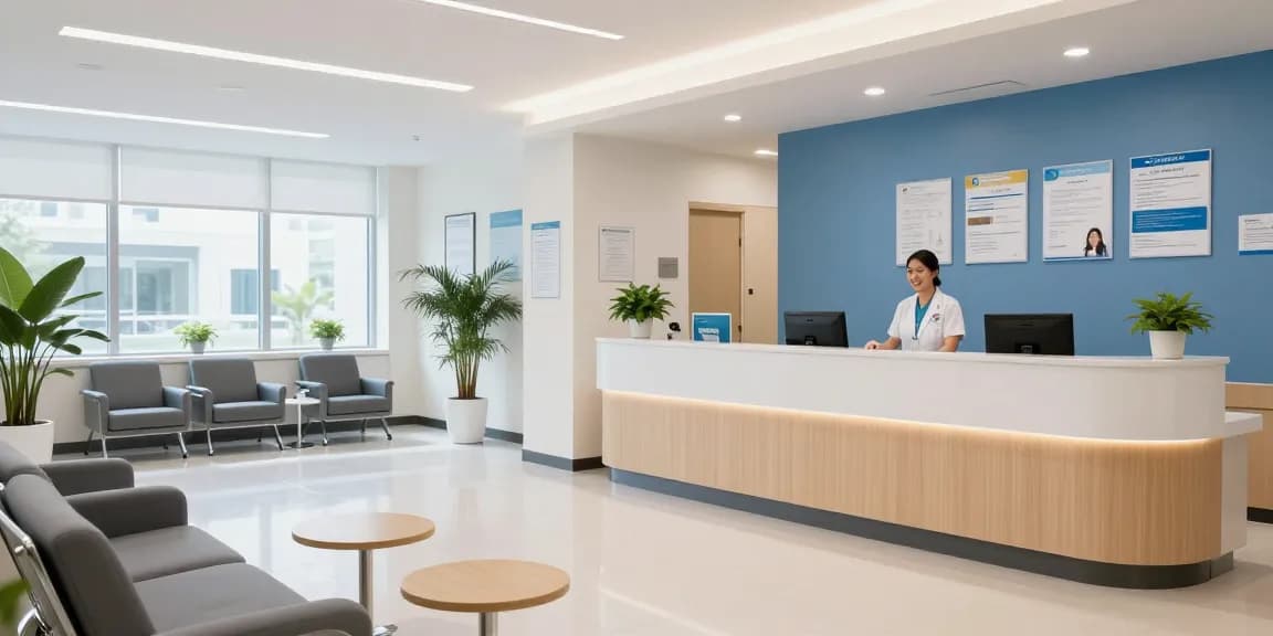 Prime Pharma Shop für medizinische Dienstleistungen, Patientenversorgung in einer modernen Gesundheitsklinik.