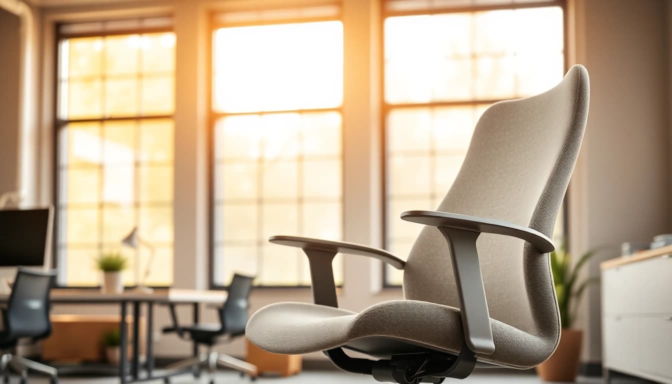 Refurbished Vitra Stuhl in elegant Büroumgebung mit ergonomischen Details präsentiert.