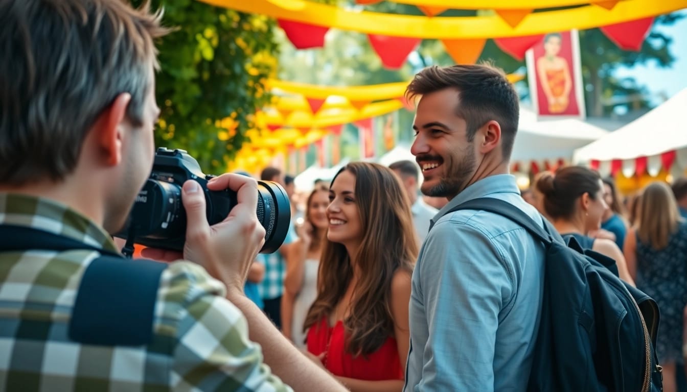 Eventfotos München mit einem Fotografen, der lebendige Momente bei einem Fest einfängt.