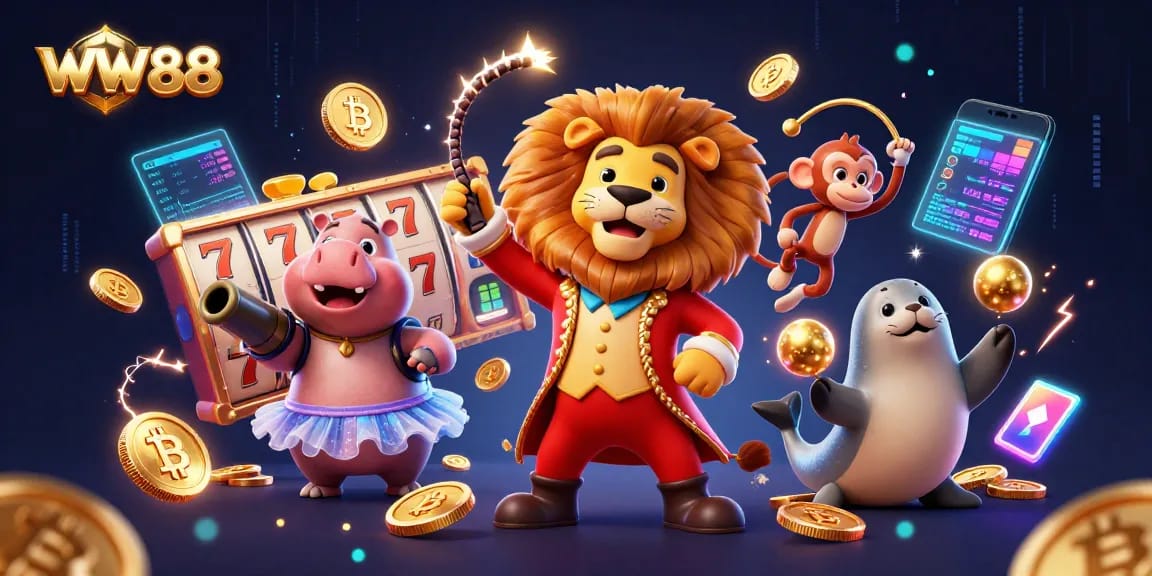 Experience thrilling gameplay at WW88 with vibrant circus characters and exciting casino elements.
