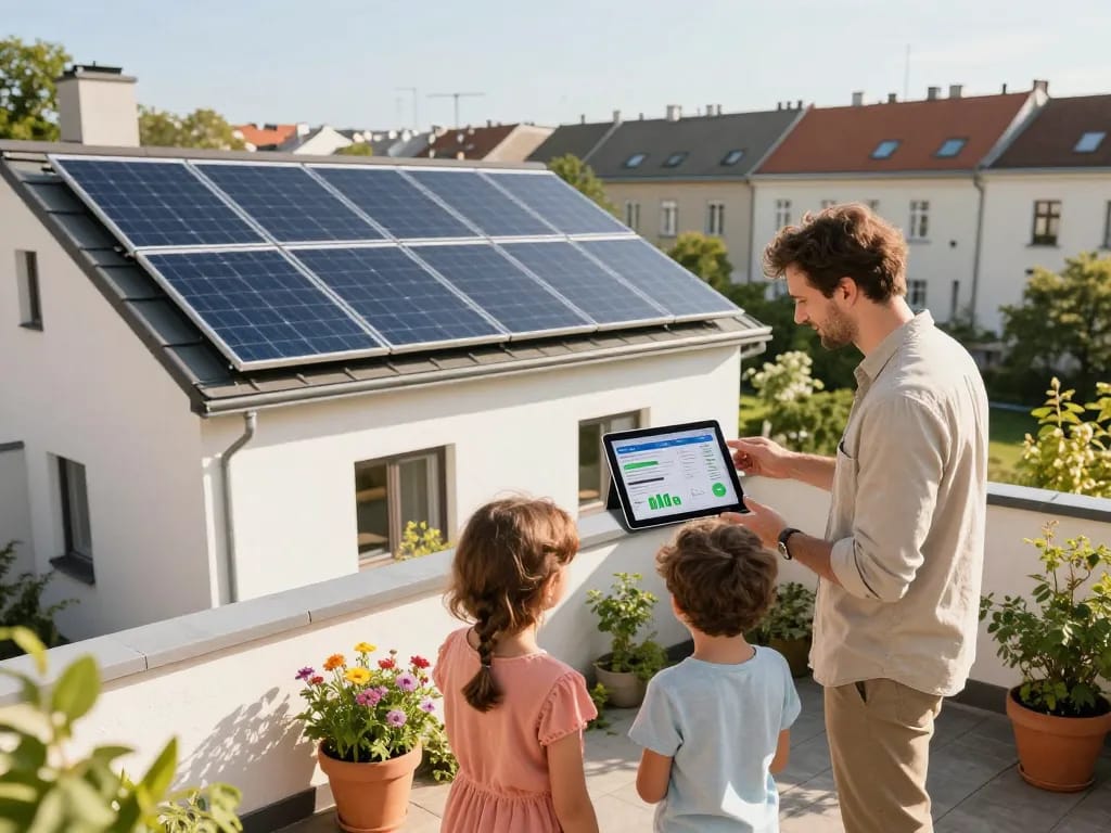 Solar Wien Beratung in einem hellen, umweltfreundlichen Zuhause mit Solarpanelen.