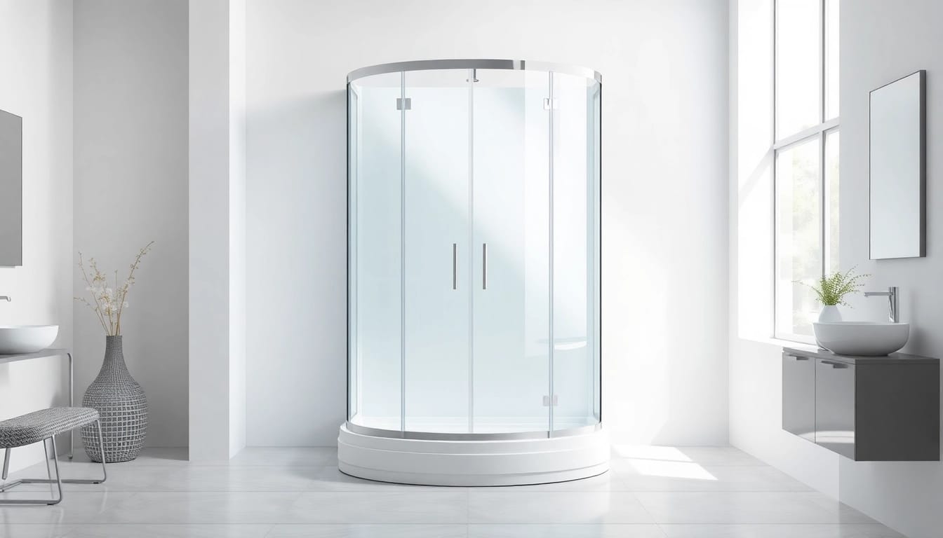 Die duschkabine 90x90 komplett mit eleganten Details in einem modernen Badezimmer präsentieren.
