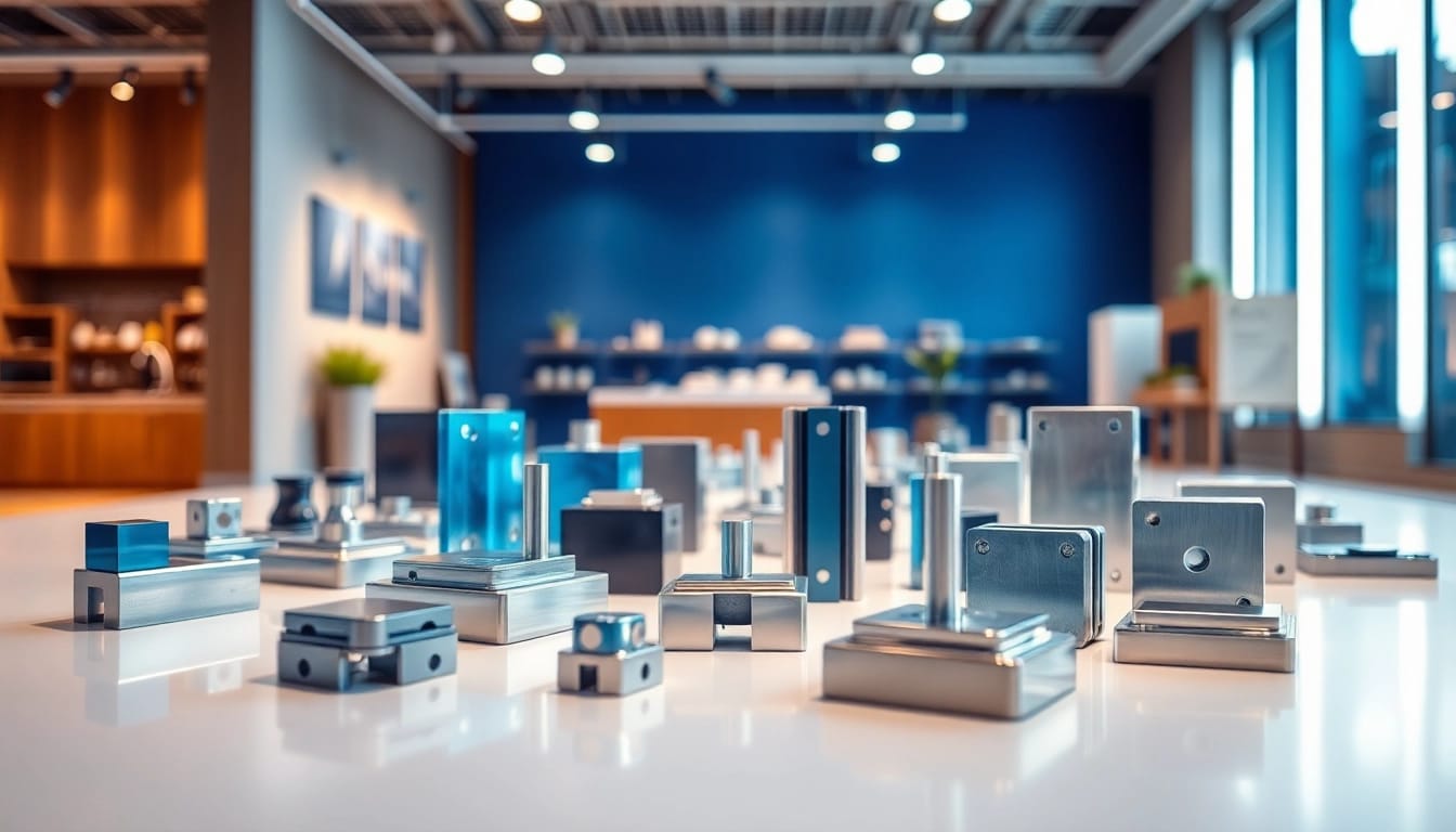 Discover Abstandshalter.com’s premium range of stainless steel spacers displayed in a chic showroom setting.