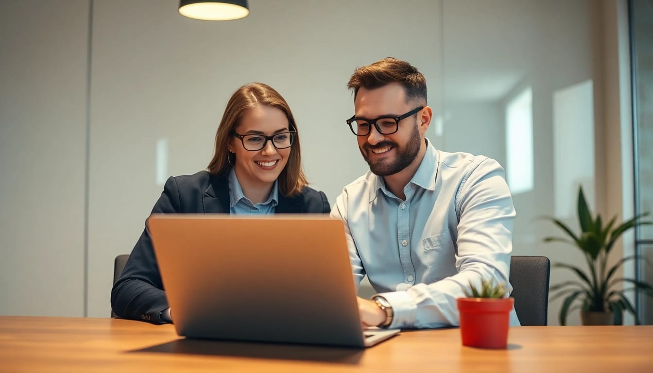 Berater und Klient diskutieren Personalvermittlung in einem modernen Büro.