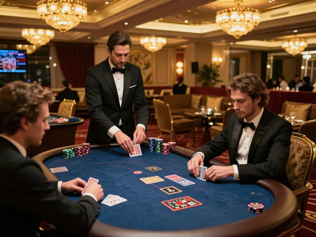 Experience an elite poker game at mk8th's luxurious VIP gaming area with engaging gameplay and a refined atmosphere.