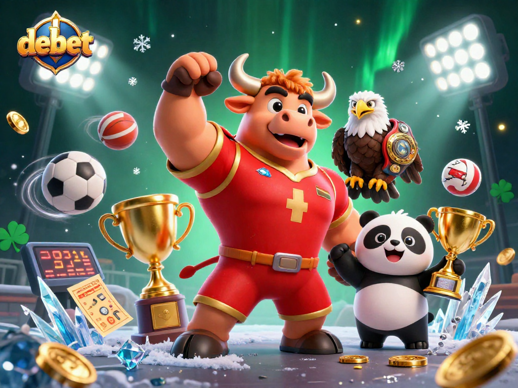 Engage in thrilling gameplay with debet by winning trophies and celebrating victories in a vibrant casino atmosphere.