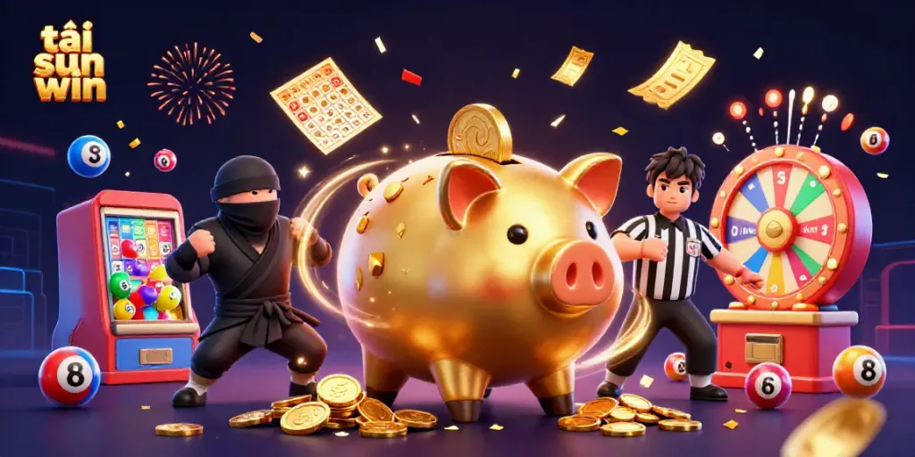 Engaging scene showcasing the vibrant action of tải sun win with unique gaming characters and dynamic elements in a casino setting.