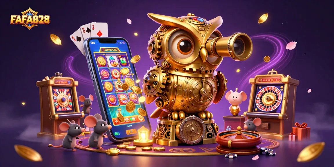 Engage in thrilling gameplay with FAFA828 as vibrant characters navigate the fascinating casino world.