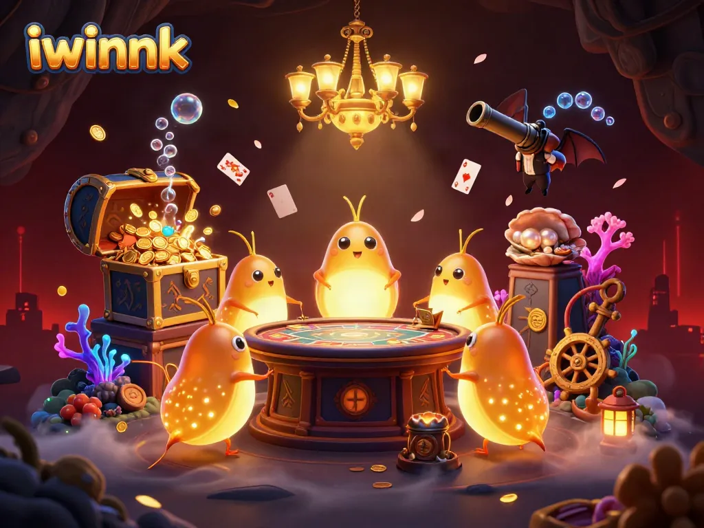 Join the excitement at iwinnk with glowing glowworms illuminating a vibrant cave casino scene.