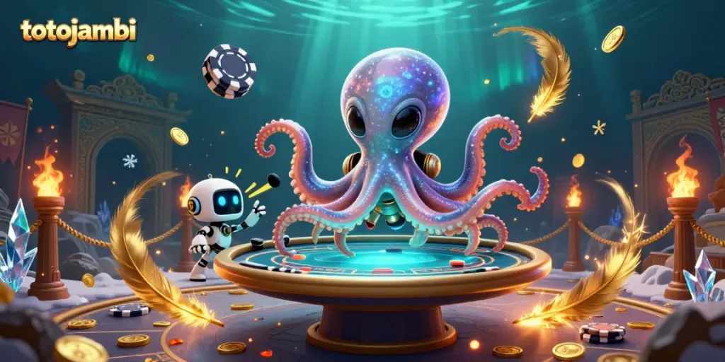Engage in thrilling games at totojambi's dynamic online casino scene featuring exciting alien characters.