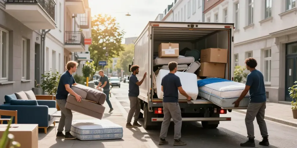 Professionelle Wohnungsentrümpelung Berlin: Team räumt Wohnung effizient und schnell.