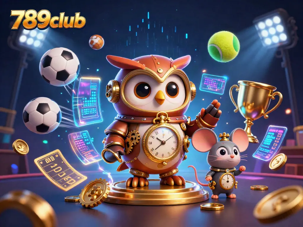 Win exciting games at 789club with dynamic sports elements and casino excitement in a captivating 3D scene.
