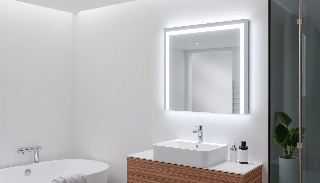Beleuchtet spiegelschrank led mit modernem Design im Badezimmer.