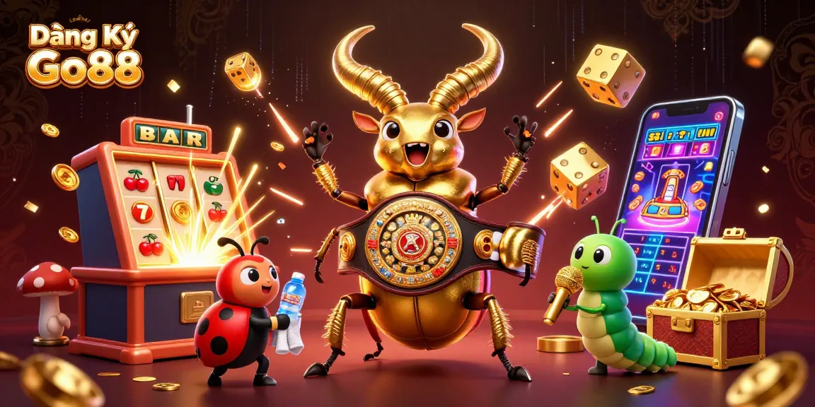 Experience Đăng Ký Go88 with a vibrant scene showcasing a slot machine explosion and colorful characters.