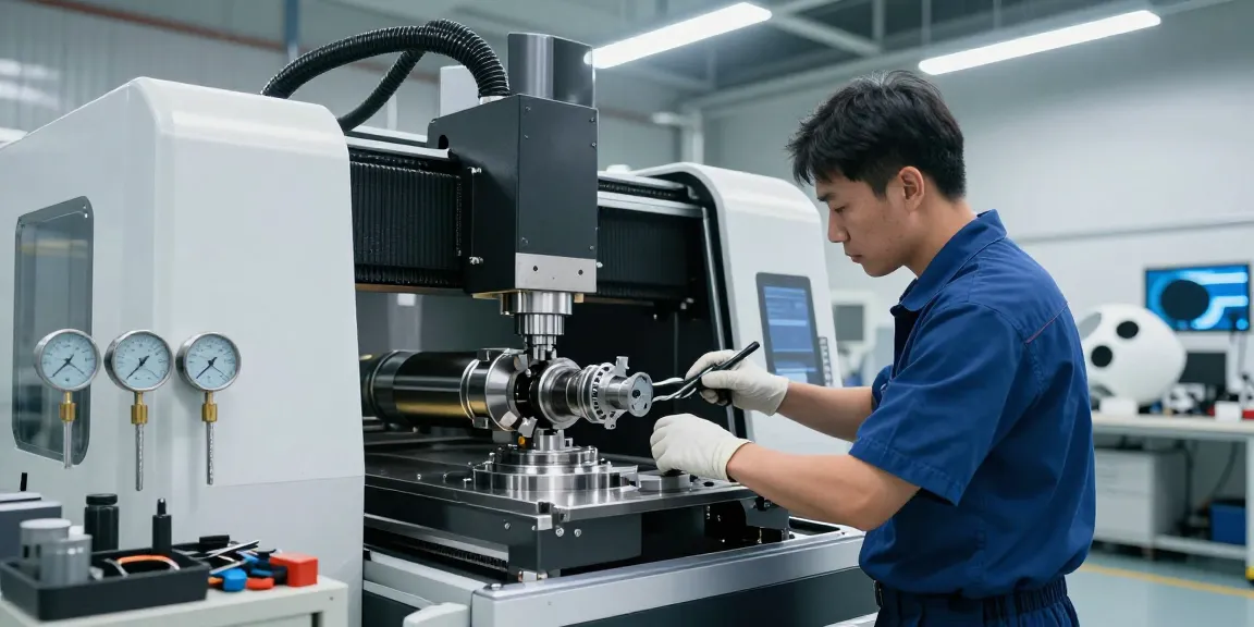 Präzisionstechnik Luft- und Raumfahrt in moderner CNC-Fertigung mit Ingenieur und hochpräzisen Maschinen.