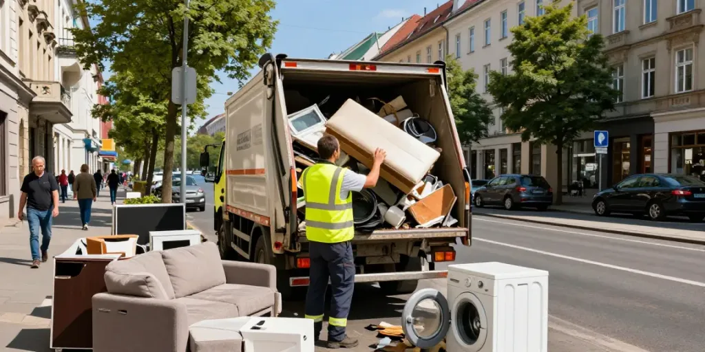 Sperrmüllentsorgung Wien: Abholung von Möbeln und Haushaltsgeräten durch Fachpersonal in Wien, umweltfreundliche Entsorgung in Aktion.