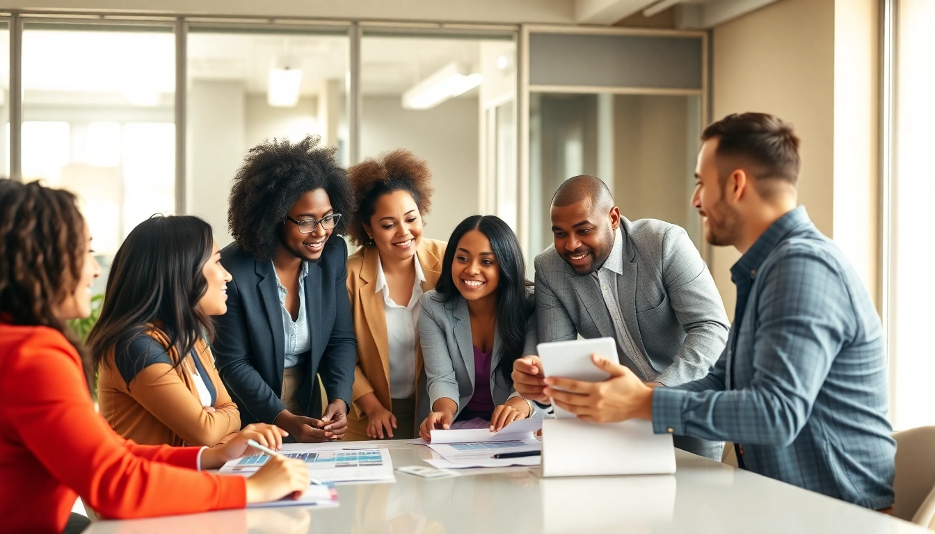 Engaging professionals collaborating on Stellenangebote in a modern office environment.