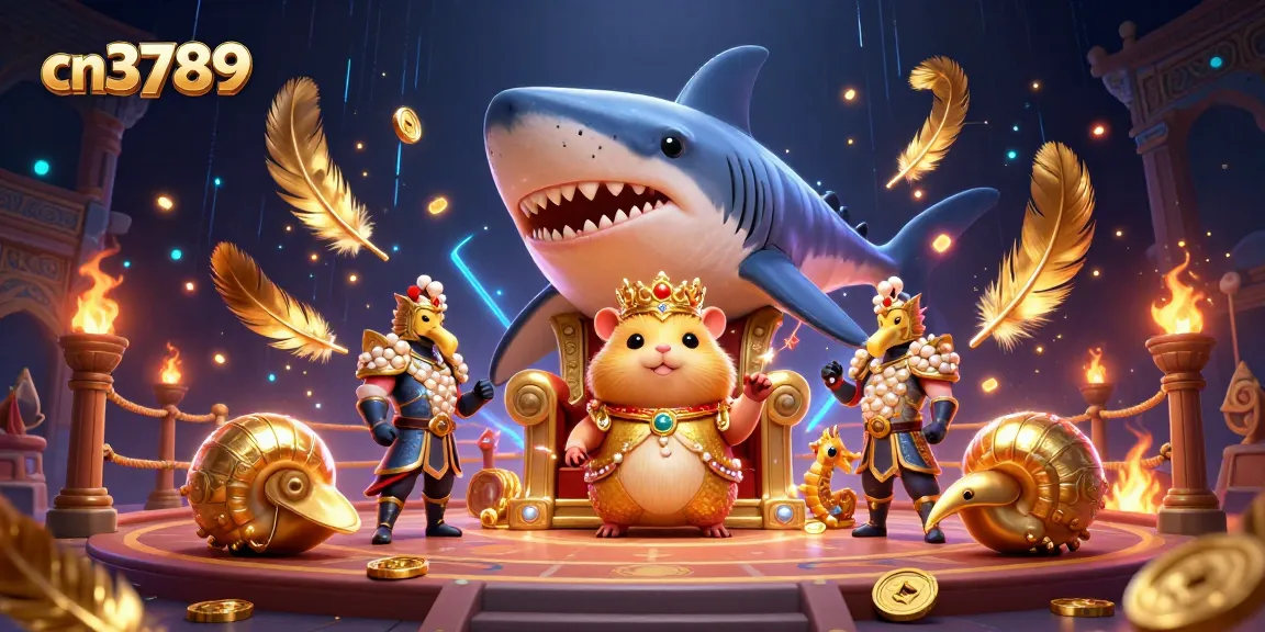 Engage in cn3789's thrilling casino experience with a fierce hamster king, vibrant arena, and dynamic game elements.