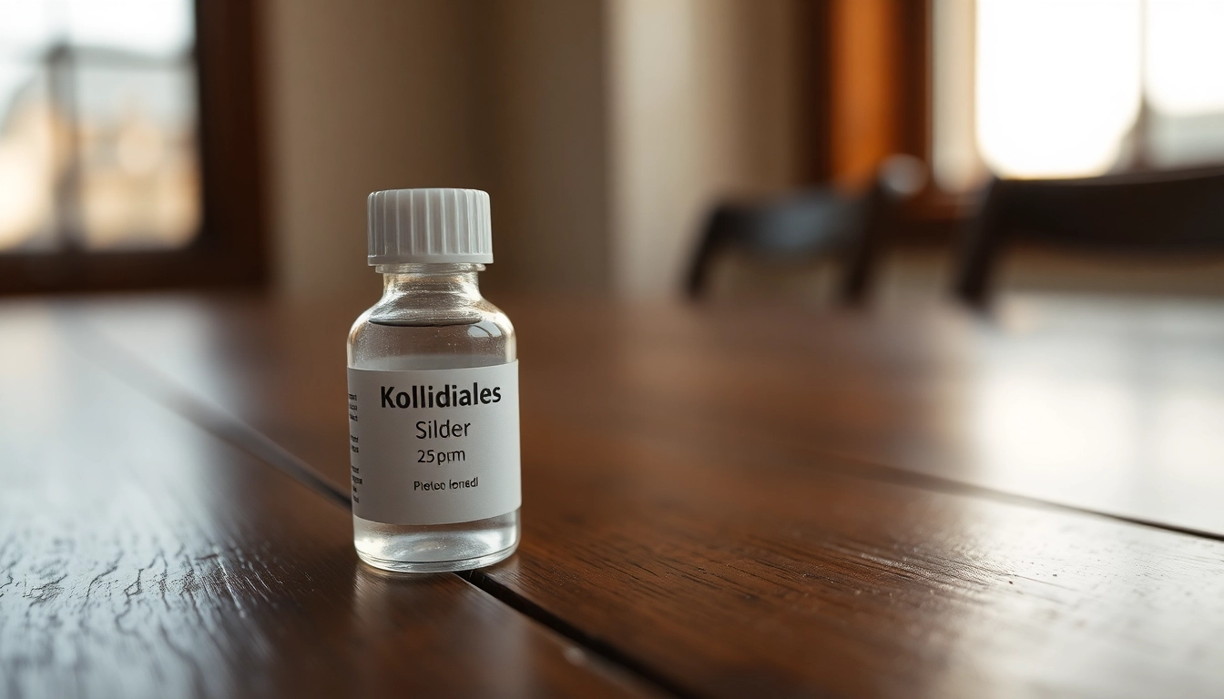 Kolloidales Silber 25 ppm showcased in a clear glass bottle, highlighting its purity and freshness in a thoughtful arrangement.