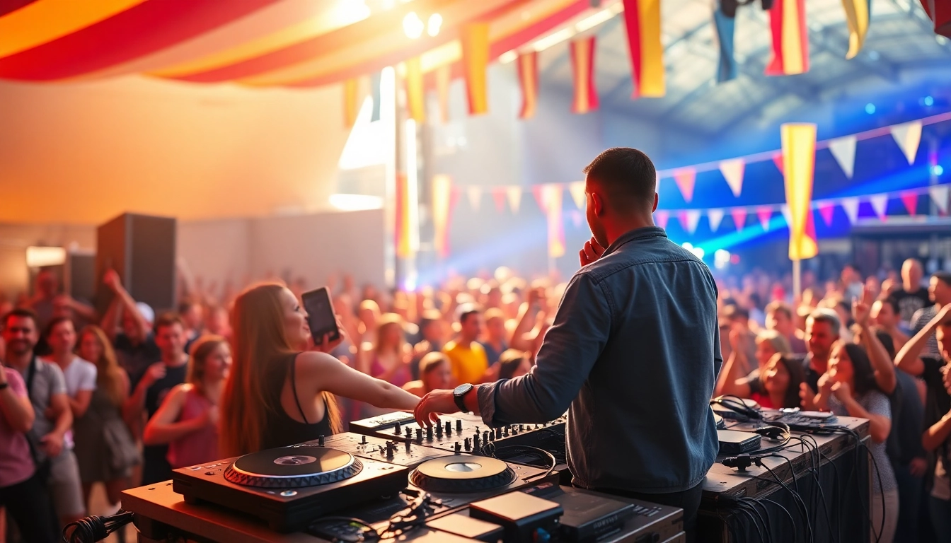 DJ aus München begeistert das Publikum auf einem lebhaften Festival.