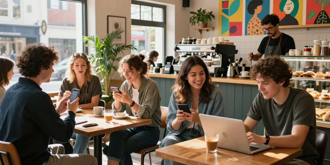 People enjoying conversations at a trendy café showcasing rokok88 alternatif lifestyle and community.