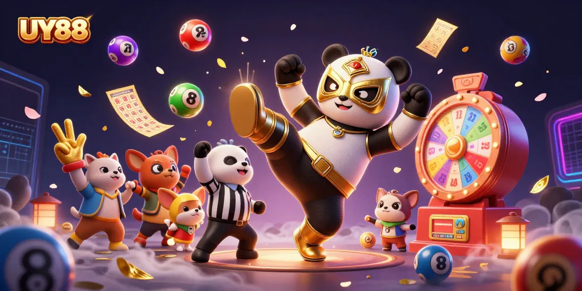 Experience the thrill at UY88 with a dynamic illustration of gaming action and excitement in a vibrant casino scene.