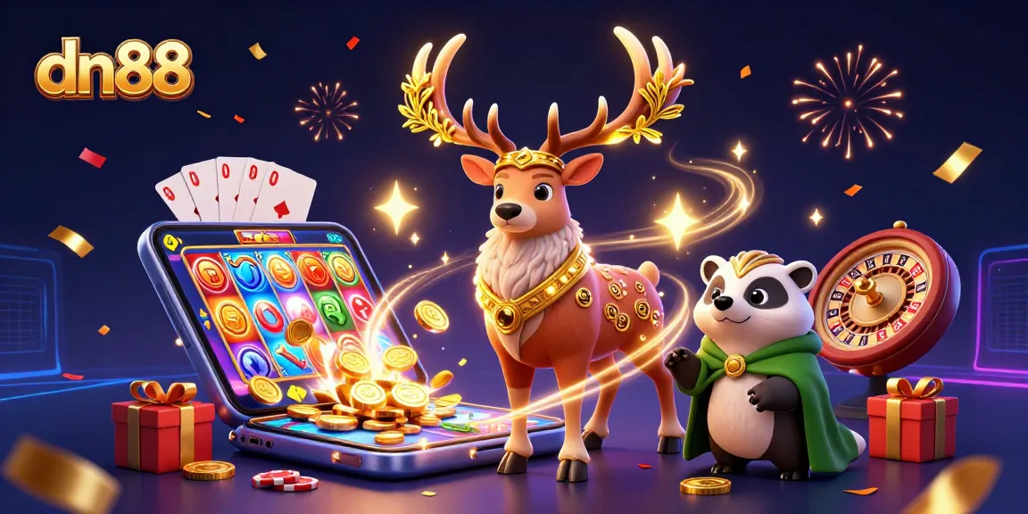 Experience the excitement of dn88 gaming with dynamic characters in a colorful casino environment.