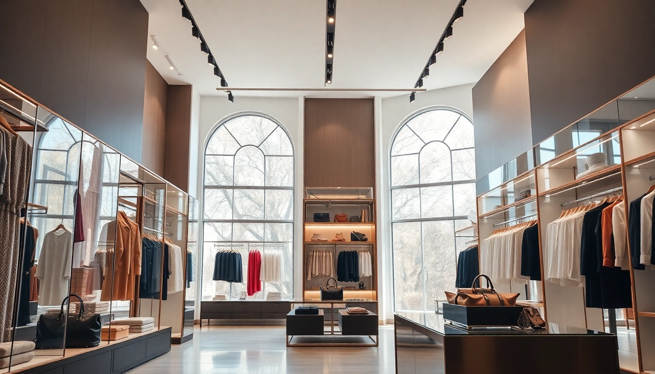 Alvionz elegant luxury fashion store interior showcasing high-end displays and accessories.