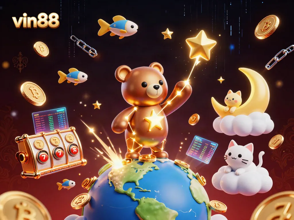 vin88 invites players to jackpot adventures with vibrant 3D cartoon elements enhancing the gaming experience