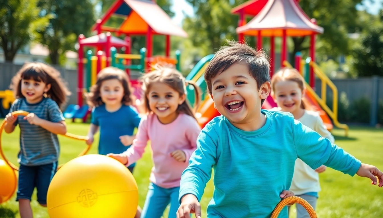 Jetzt Details ansehen fuer kreative Bewegungsspiele bei Kindern in einem lebendigen Park.