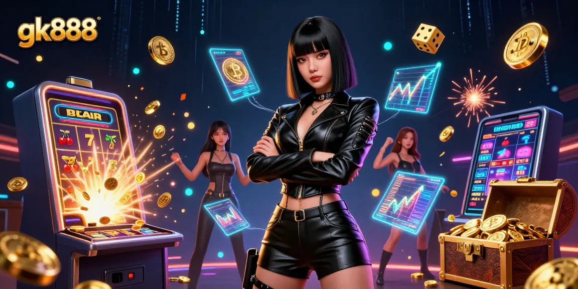 Engage in thrilling gaming with gk888 featuring a powerful Asian woman surrounded by dazzling casino elements.