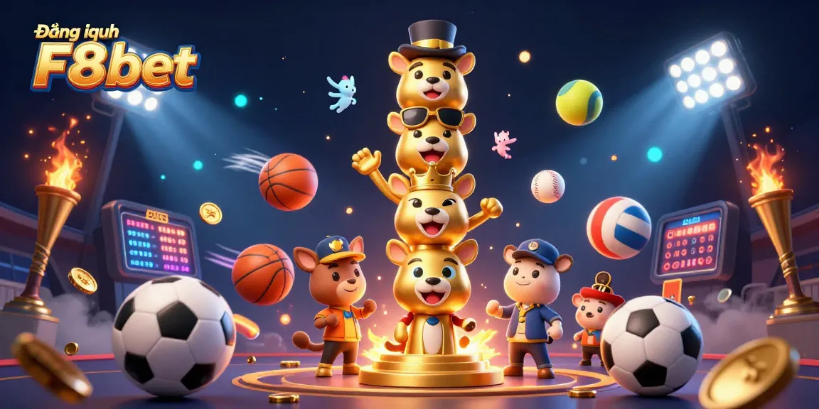 Engage in your gaming journey with Đăng nhập F8bet, featuring a vibrant 3D illustration of casino elements.