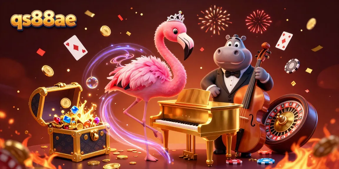Experience winning excitement at qs88ae with flamingo lounge singer and vibrant casino elements.