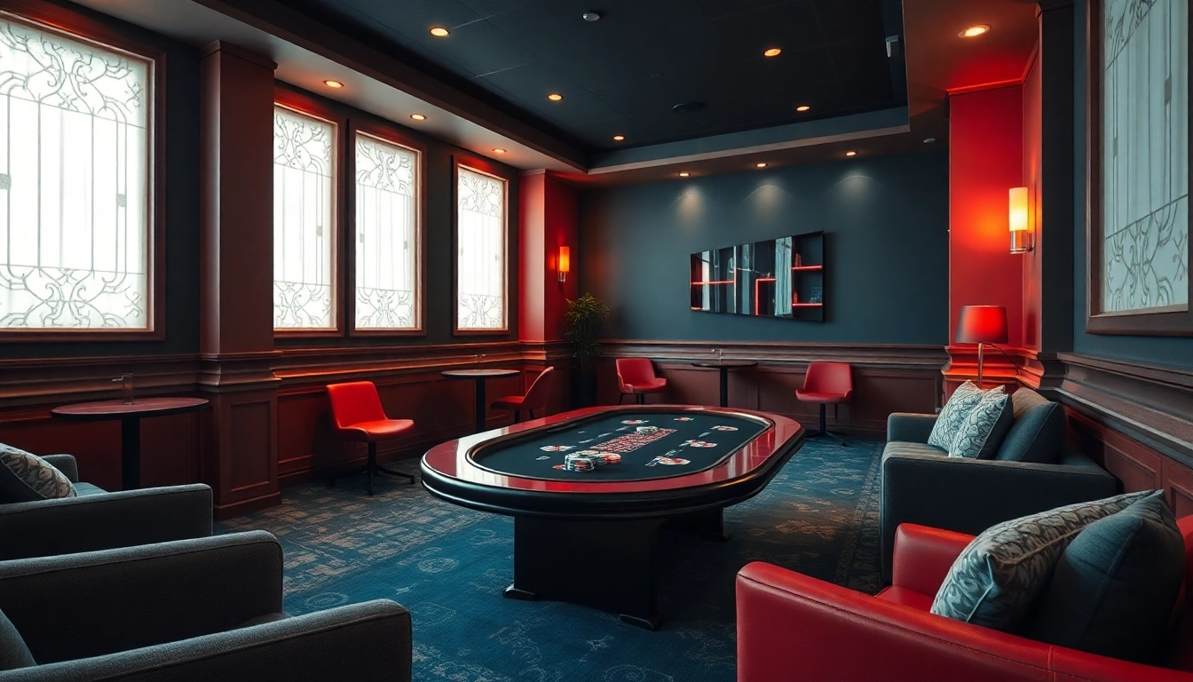 Spiele in Casinos online Deutschland: Poker und Karten auf einem stilvollen Tisch im modernen Casino.