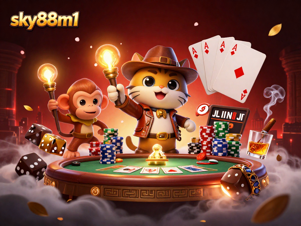 Experience the thrill of sky88m1 as the cat explorer discovers a golden casino artifact.