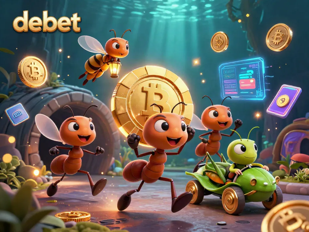 Join the heist with Debet's ants, stealing massive golden poker chips amidst crypto chaos.