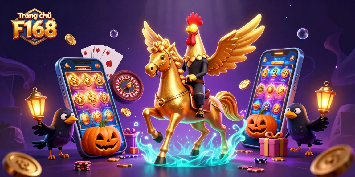 Experience thrilling wins at Trang chủ F168, showcased by a golden rooster in a vibrant casino.