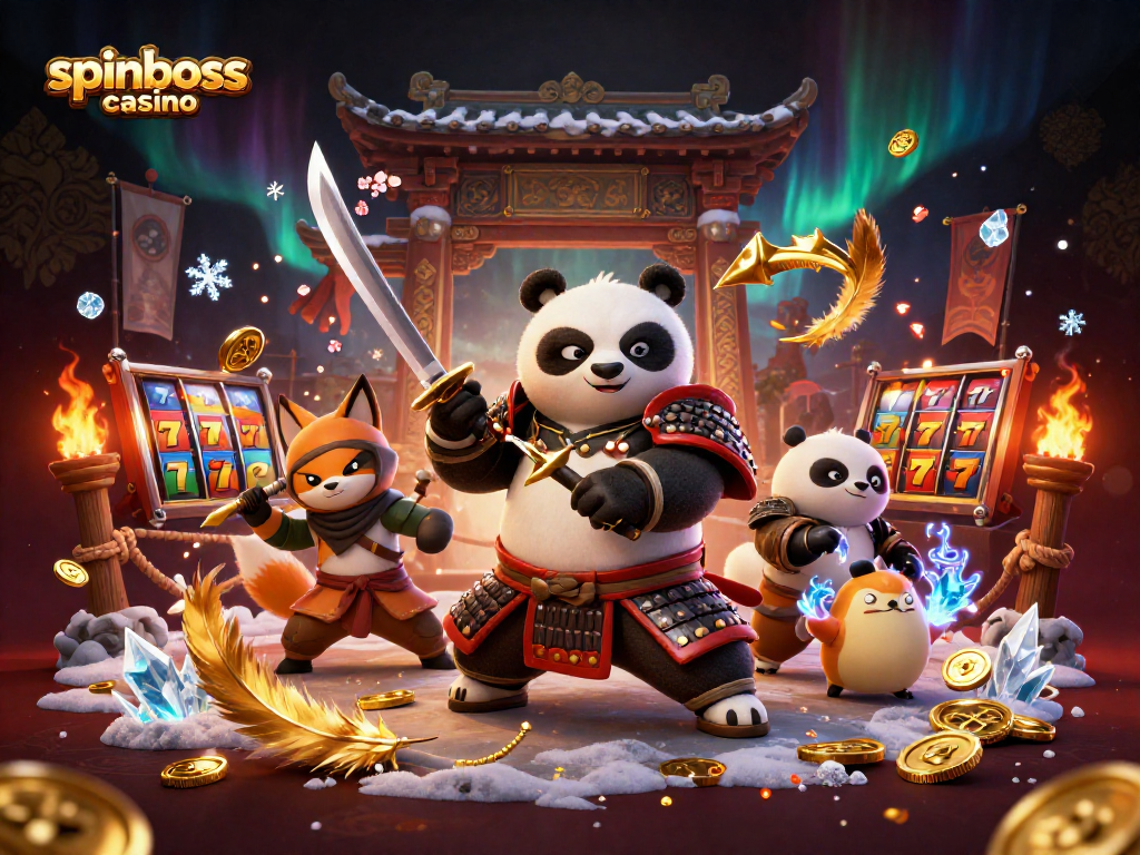 Spinboss Casino für spannende Slot-Abenteuer mit Samurai-Panda und Ninja.