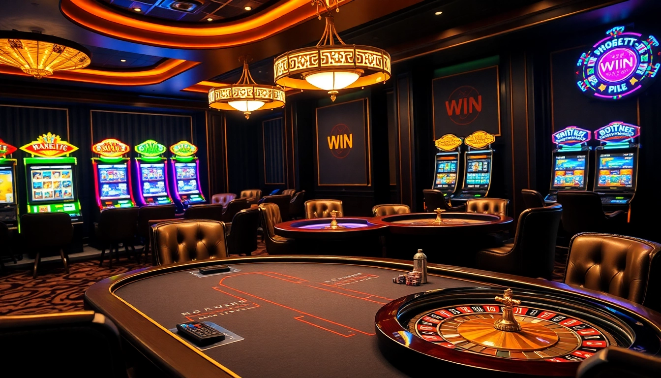 Experience nk88 win at a luxurious casino with vibrant games, winning moments, and exciting gameplay.