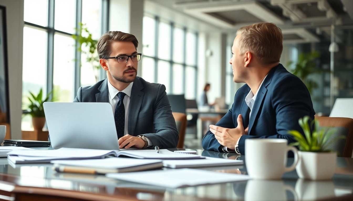 Headhunter Schweiz im Gespräch mit einem Kandidaten in einem professionellen Büro.